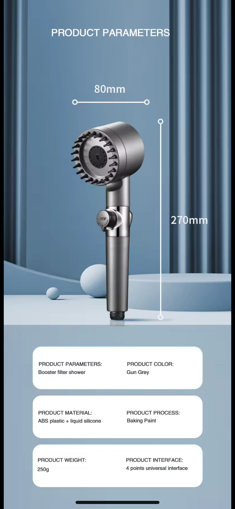 High Pressure 4 modes Filtered Shower Head