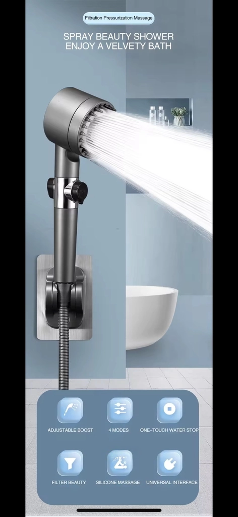 High Pressure 4 modes Filtered Shower Head