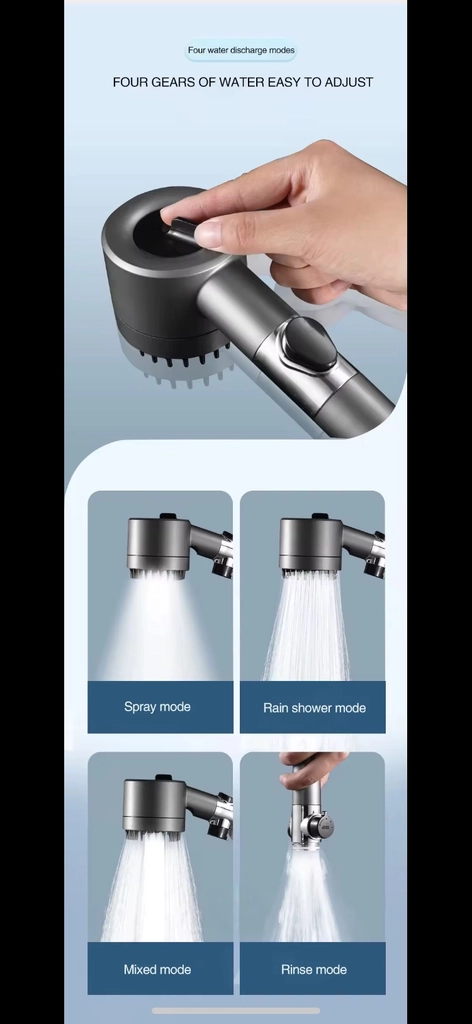 High Pressure 4 modes Filtered Shower Head